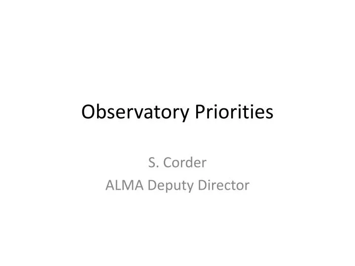 observatory priorities