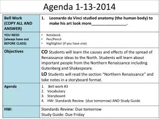 Agenda 1-13-2014