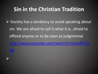 Sin in the Christian Tradition