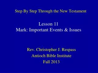 Step By Step Through the New Testament