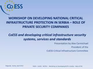 CoESS and developing critical infrastructure security systems, services and standards
