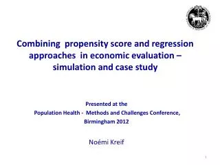 Presented at the Population Health - Methods and Challenges Conference, Birmingham 2012