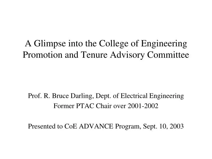 a glimpse into the college of engineering promotion and tenure advisory committee