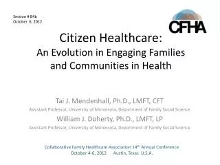Citizen Healthcare: An Evolution in Engaging Families and Communities in Health