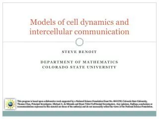 Models of cell dynamics and intercellular communication