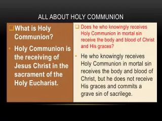 ALL ABOUT HOLY COMMUNION