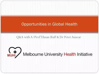 Opportunities in Global Health