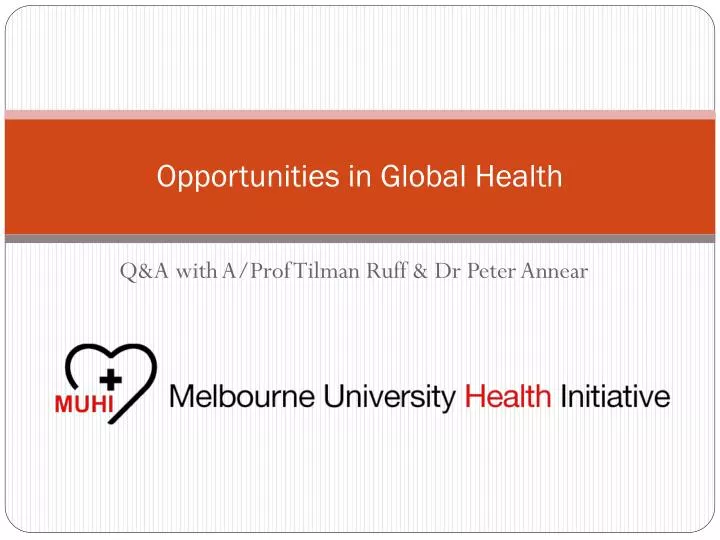 opportunities in global health