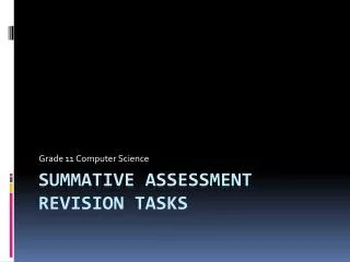 Summative Assessment Revision Tasks