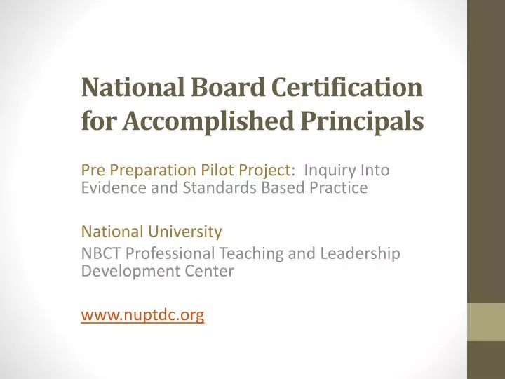 national board certification for accomplished principals