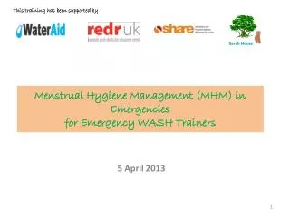 Menstrual Hygiene Management (MHM) in Emergencies for Emergency WASH Trainers