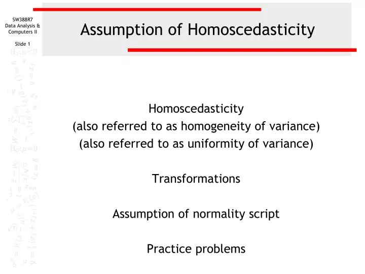 assumption of homoscedasticity