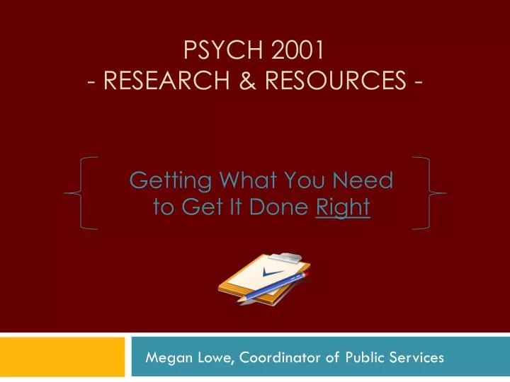 psych 2001 research resources