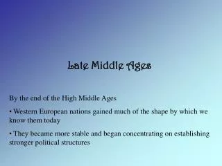 Late Middle Ages