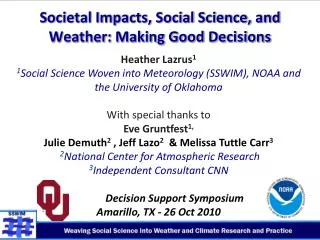 Societal Impacts, Social Science, and Weather: Making Good Decisions