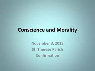 Conscience and Morality