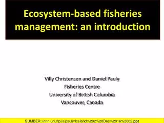 Ecosystem-based fisheries management: an introduction