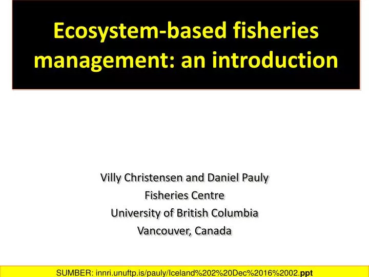 ecosystem based fisheries management an introduction