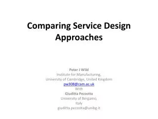 Comparing Service Design Approaches
