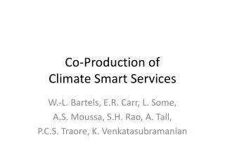 Co-Production of Climate Smart Services