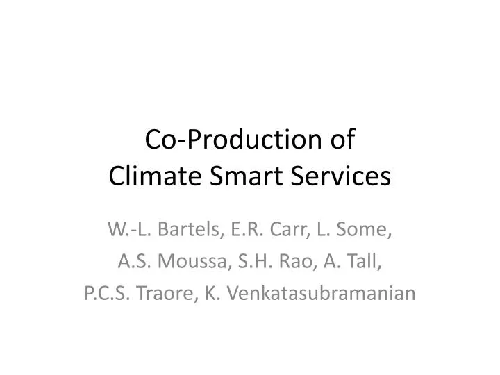 co production of climate smart services