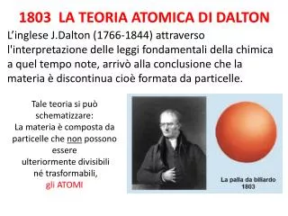 1803 LA TEORIA ATOMICA DI DALTON