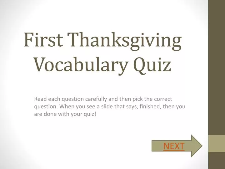 first thanksgiving vocabulary quiz