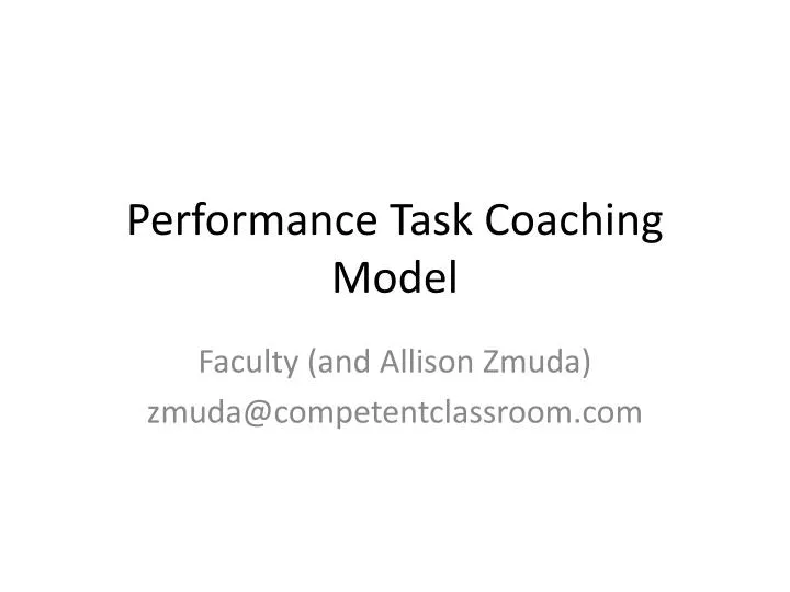 performance task coaching model