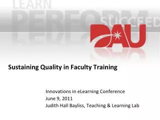 Sustaining Quality in Faculty Training