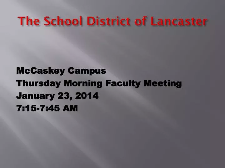 the school district of lancaster