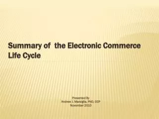 Summary of the Electronic Commerce Life Cycle