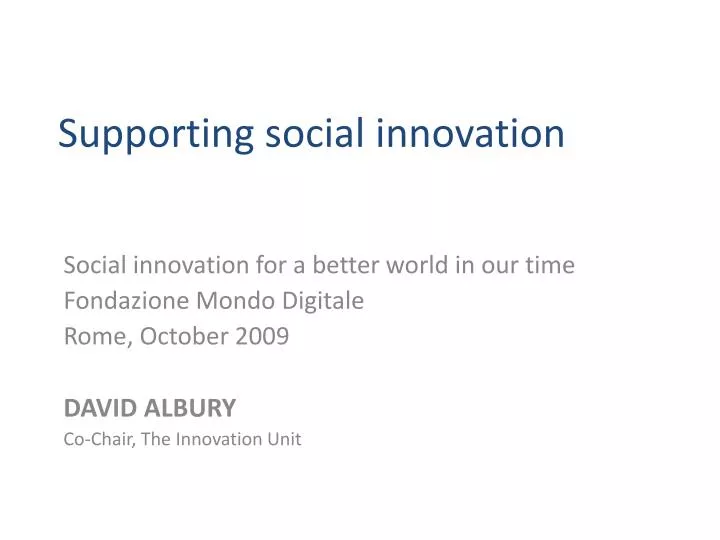 supporting social innovation