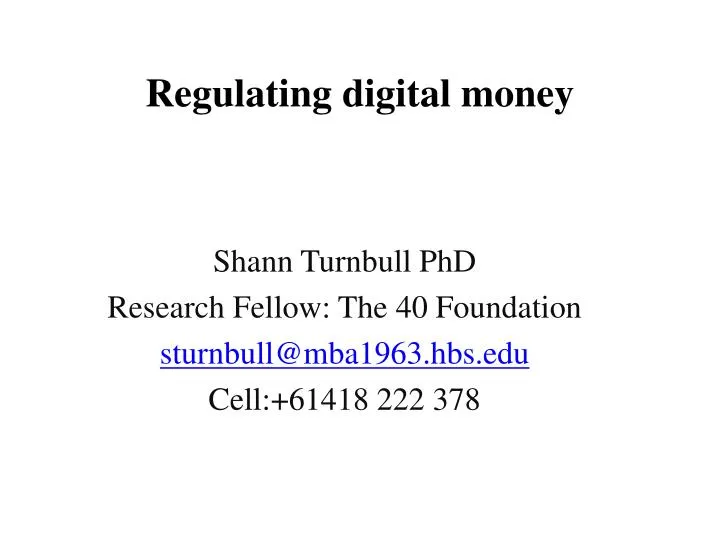 regulating digital money