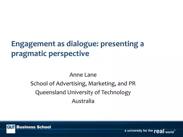 engagement as dialogue presenting a pragmatic perspective