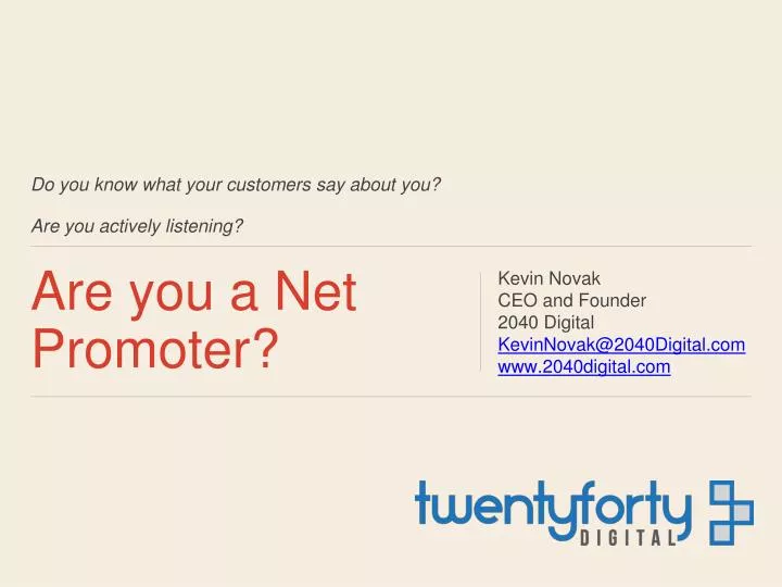 are you a net promoter
