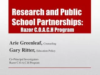 Research and Public School Partnerships: