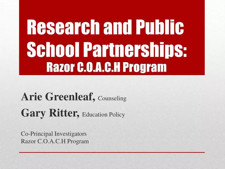 research and public school partnerships