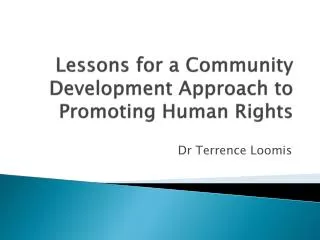 Lessons for a Community Development Approach to Promoting Human Rights