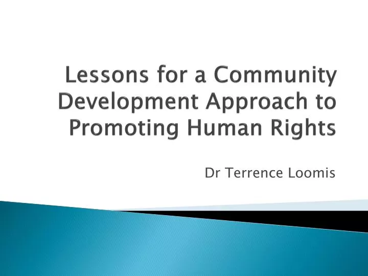 lessons for a community development approach to promoting human rights