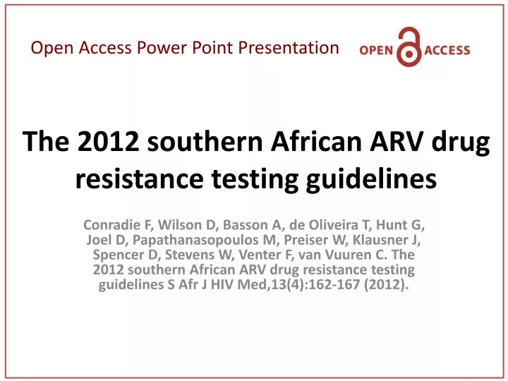the 2012 southern african arv drug resistance testing guidelines
