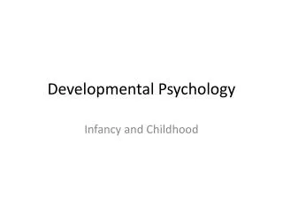 Developmental Psychology