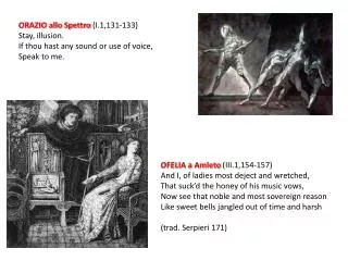 ORAZIO allo Spettro (I.1,131-133 ) Stay, illusion . If thou hast any sound or use of voice,
