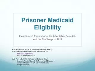 Prisoner Medicaid Eligibility