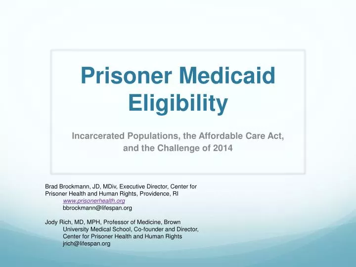 prisoner medicaid eligibility