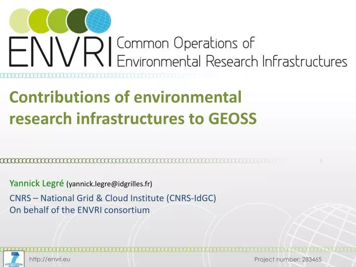 contributions of environmental research infrastructures to geoss