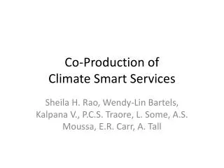 Co-Production of Climate Smart Services