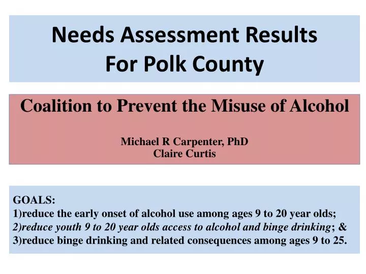 needs assessment results for polk county