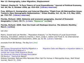 Mar 12: Demography, Labor Migration, Displacement