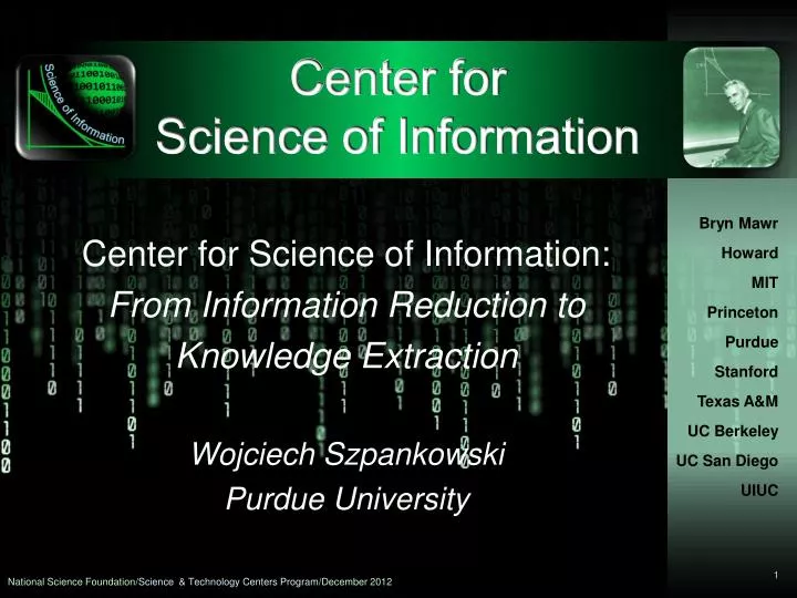 center for science of information