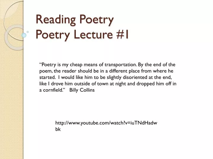 reading poetry poetry lecture 1